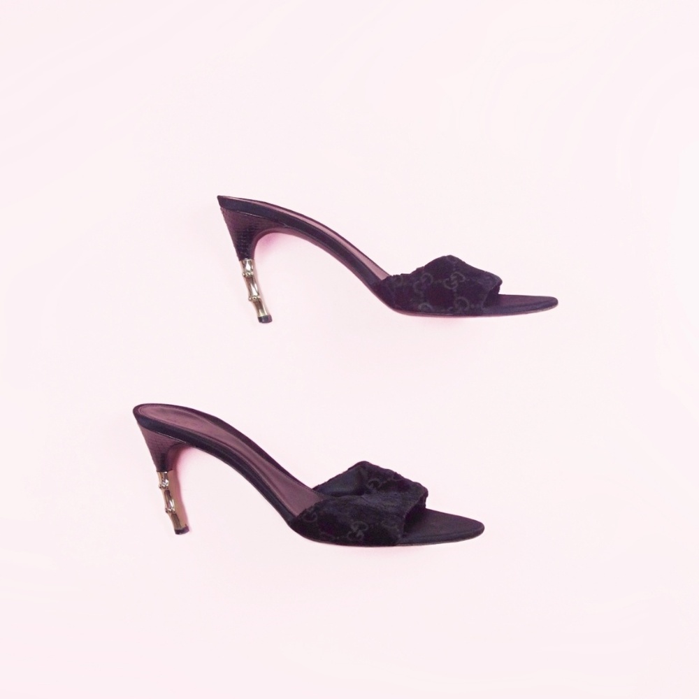 Gucci x Tom Ford Bamboo Mule Heels GG Monogram